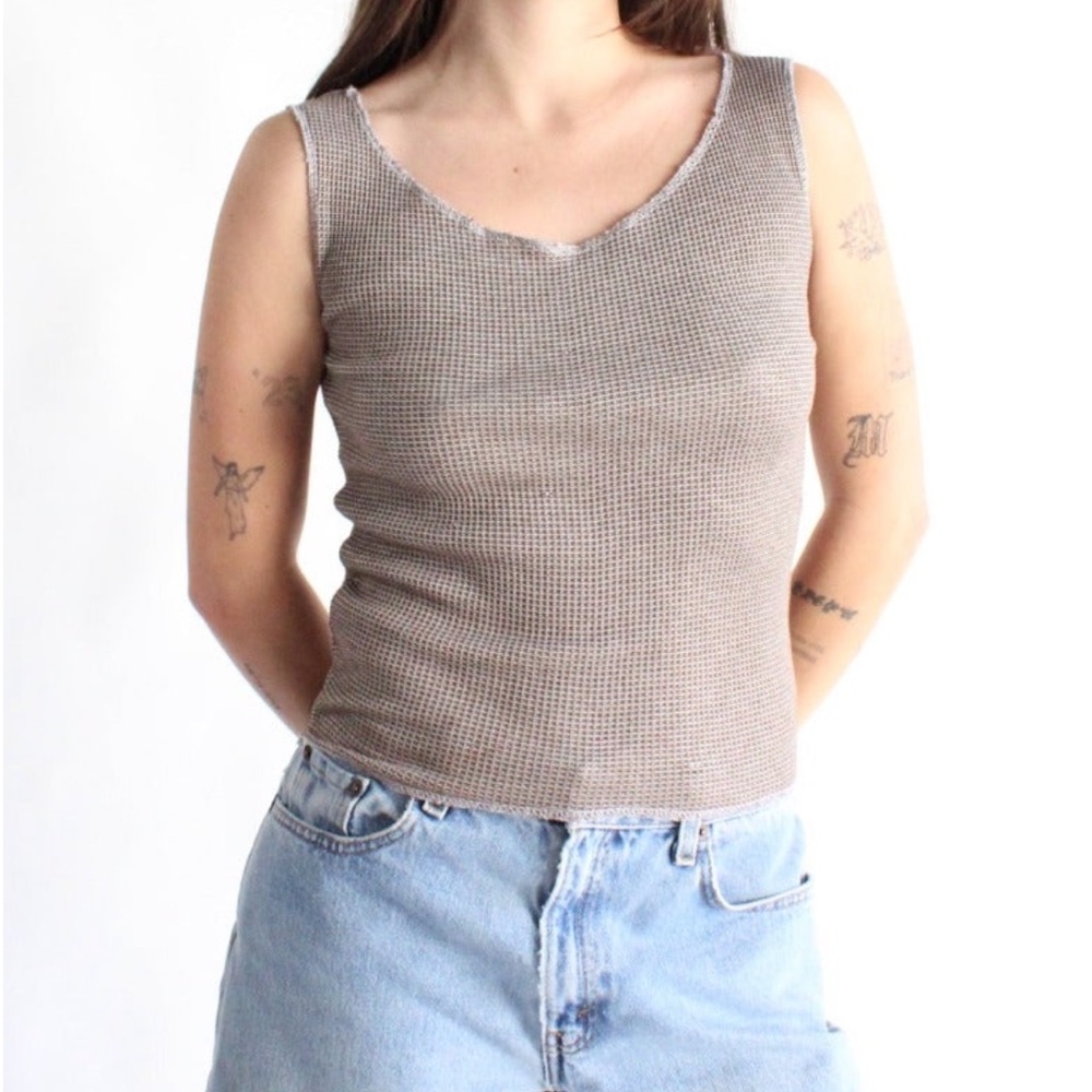 American Recycled Clothing Co Brown Thermal Tank Top